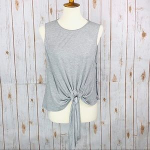 ASTR the Label Gray Sleeveless Tie T-Shirt Top